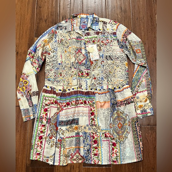 Johnny Was Tops - Johnny Was Stano Monroe Silk Tunic size xxs NWT xs small